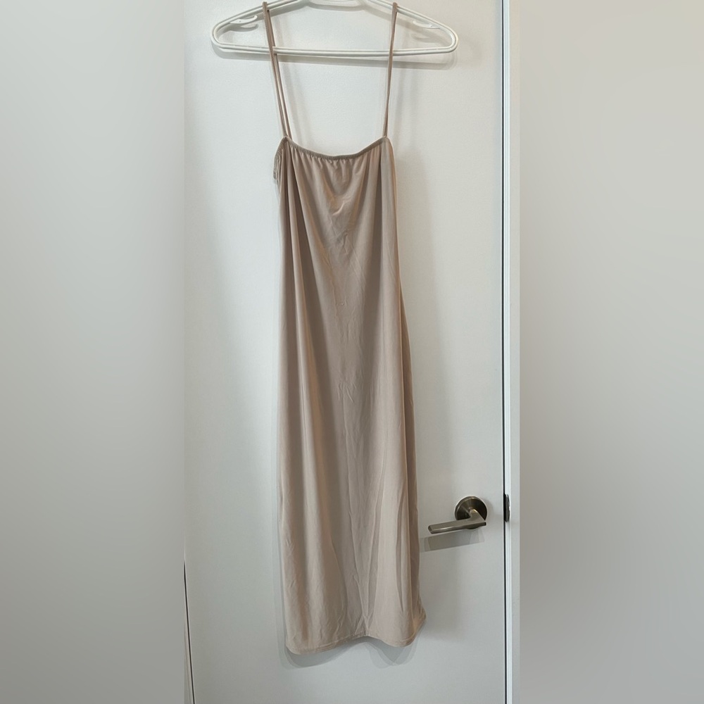 Boohoo Nude Tank Midi Dress - size 8
